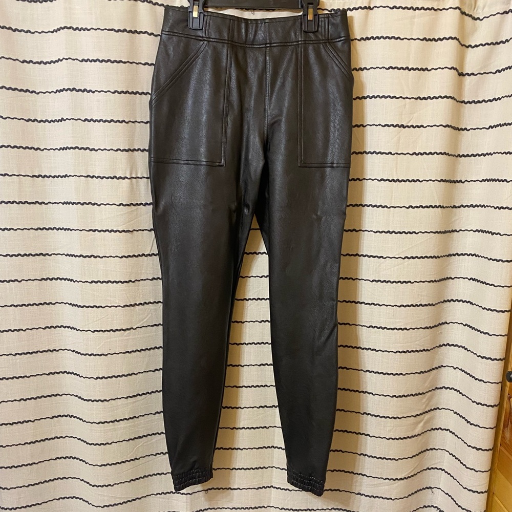 SPANX Black Leather-Look Joggers